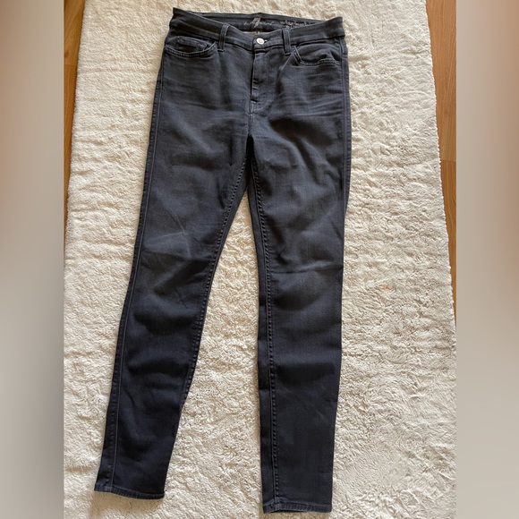 7 For All Mankind High-Waist Ankle Skinny Evening Grey Jeans - Picture 1 of 7